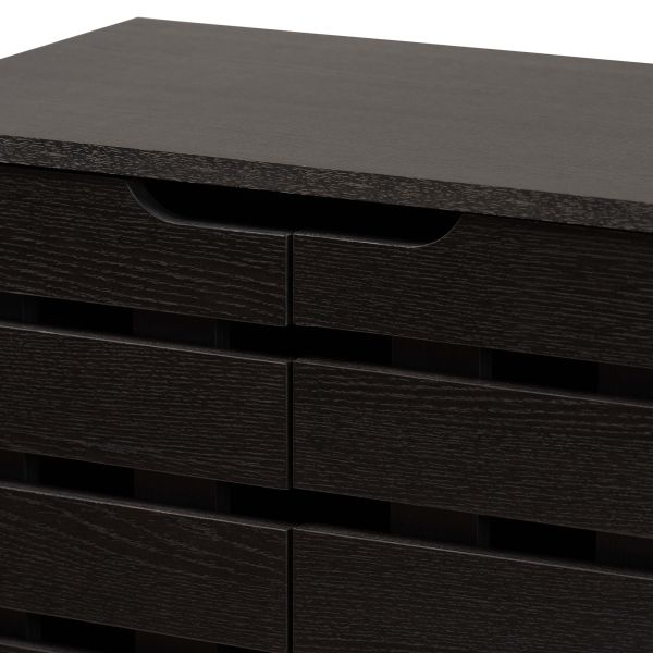 Ernest Modern and Contemporary Dark Brown Finished Wood 2-Door Shoe Storage Cabinet