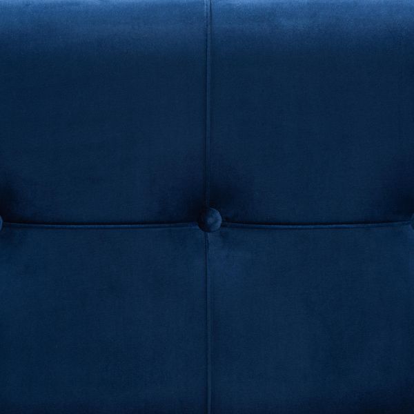 Parker Glam and Luxe Navy Blue Velvet Upholstered and Gold Metal Finished Storage Ottoman 