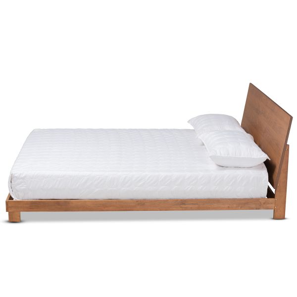 Haines Modern and Contemporary Walnut Brown Finished Wood King Size Platform Bed