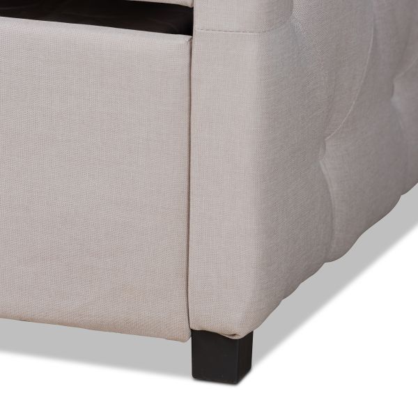 Becker Modern and Contemporary Transitional Beige Fabric Upholstered Queen Size Daybed with Trundle