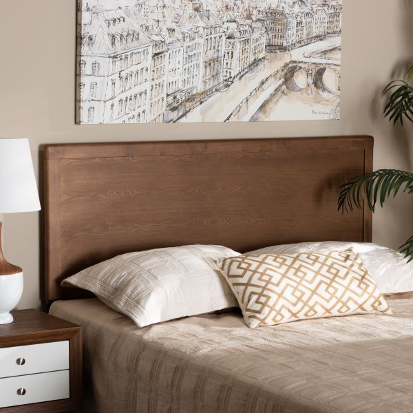 Alan Modern and Contemporary Transitional Ash Walnut Finished Wood Full Size Headboard 