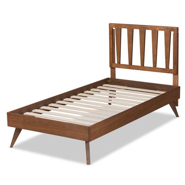 Michi Modern and Contemporary Ash Walnut Finished Wood Twin Size Bed