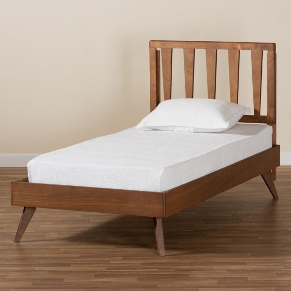 Michi Modern and Contemporary Ash Walnut Finished Wood Twin Size Bed