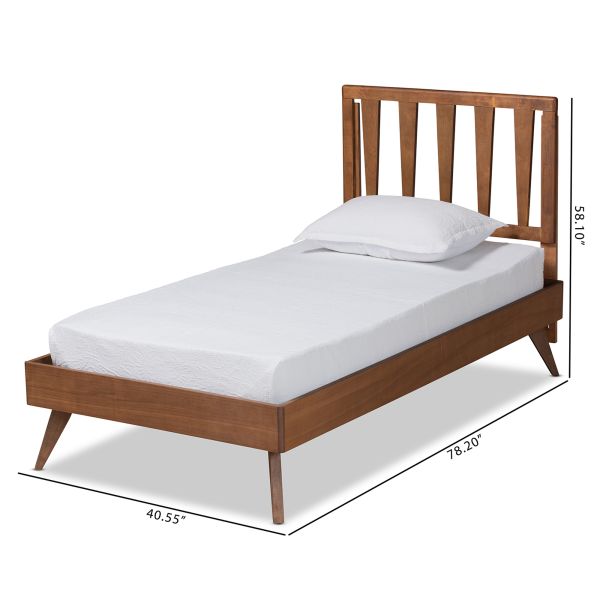Michi Modern and Contemporary Ash Walnut Finished Wood Twin Size Bed