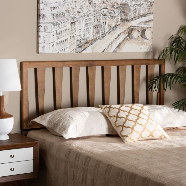 Duncan Modern and Contemporary Ash Walnut Finished Wood Full Size Headboard
