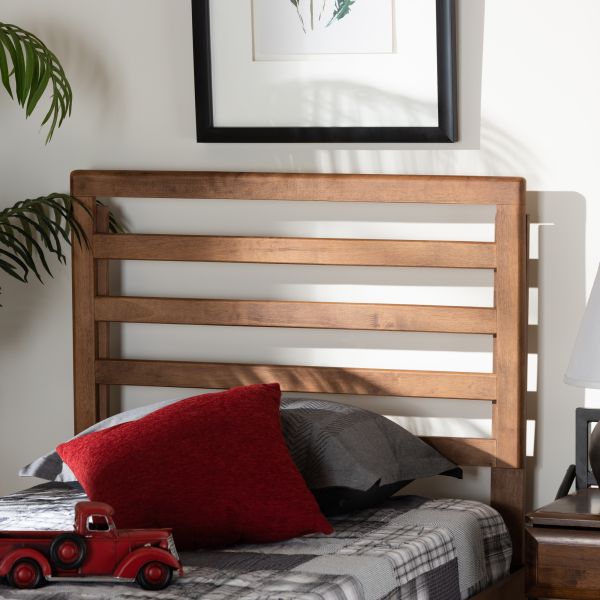 Akemi Modern and Contemporary Ash Walnut Finished Wood Twin Size Headboard