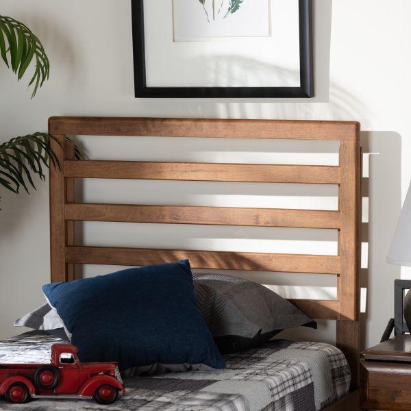 Akemi Modern and Contemporary Ash Walnut Finished Wood Twin Size Headboard
