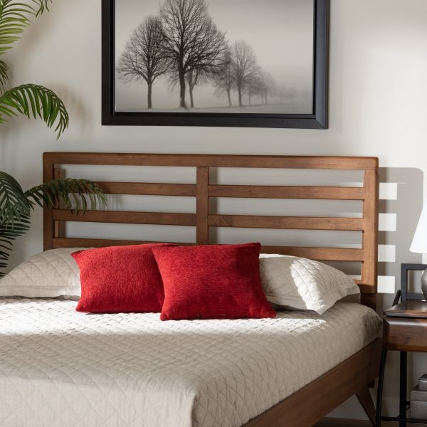 Akemi Modern and Contemporary Ash Walnut Finished Wood Queen Size Headboard
