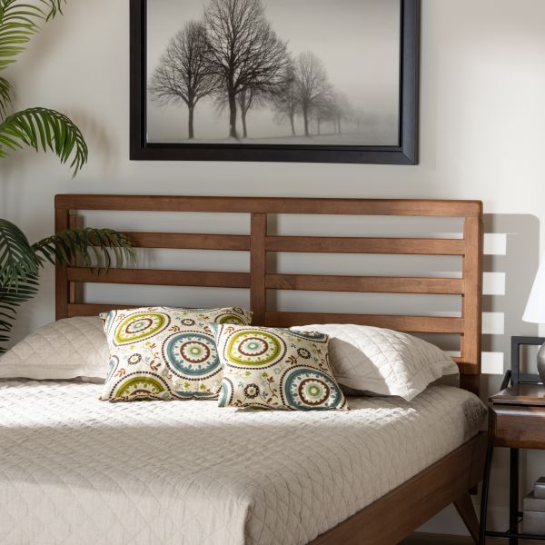 Akemi Modern and Contemporary Ash Walnut Finished Wood Queen Size Headboard