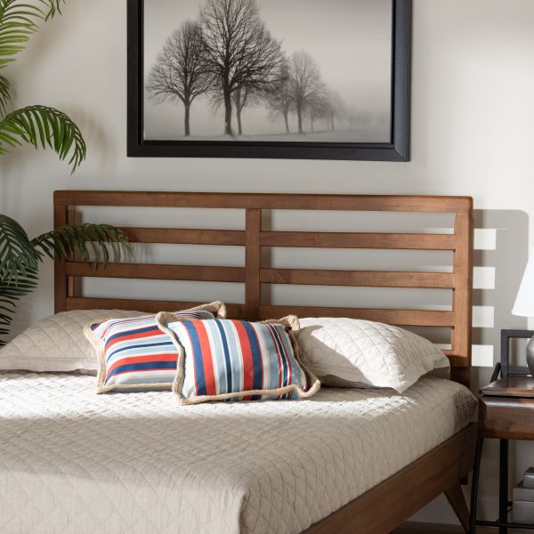 Akemi Modern and Contemporary Ash Walnut Finished Wood Queen Size Headboard
