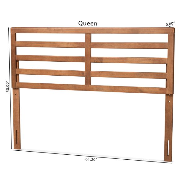 Akemi Modern and Contemporary Ash Walnut Finished Wood Queen Size Headboard