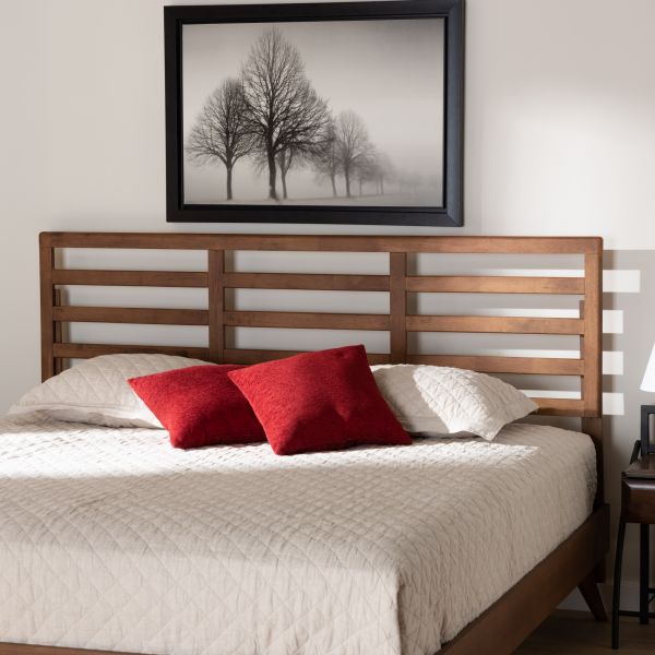 Akemi Modern and Contemporary Ash Walnut Finished Wood King Size Headboard