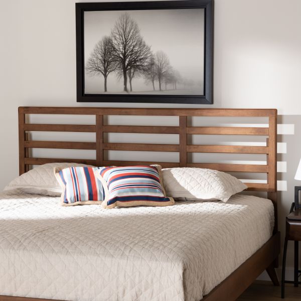 Akemi Modern and Contemporary Ash Walnut Finished Wood King Size Headboard