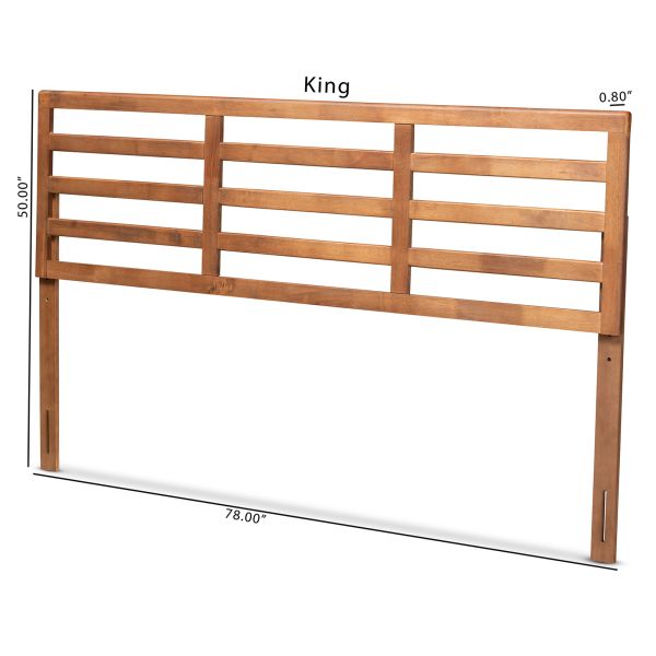 Akemi Modern and Contemporary Ash Walnut Finished Wood King Size Headboard