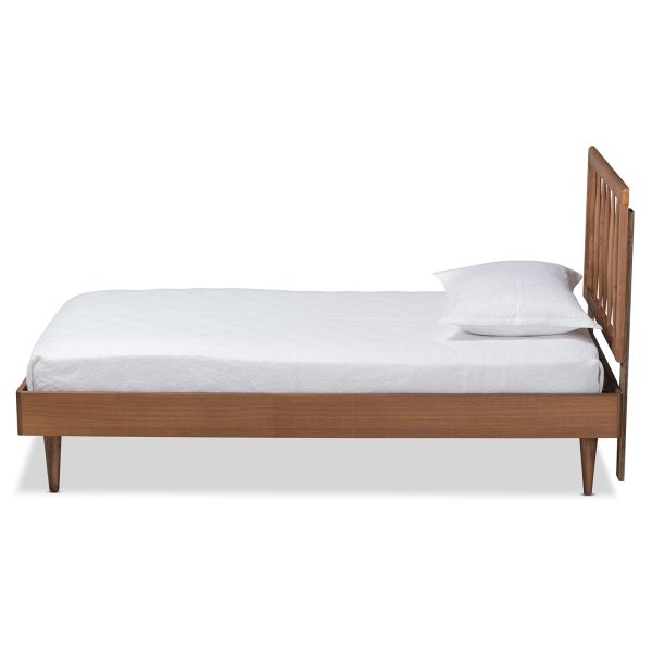 Sora Mid-Century Modern Ash Walnut Finished Wood Twin Size Platform Bed