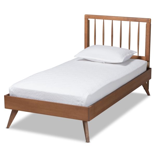 Toru Mid-Century Modern Ash Walnut Finished Wood Twin Size Platform Bed