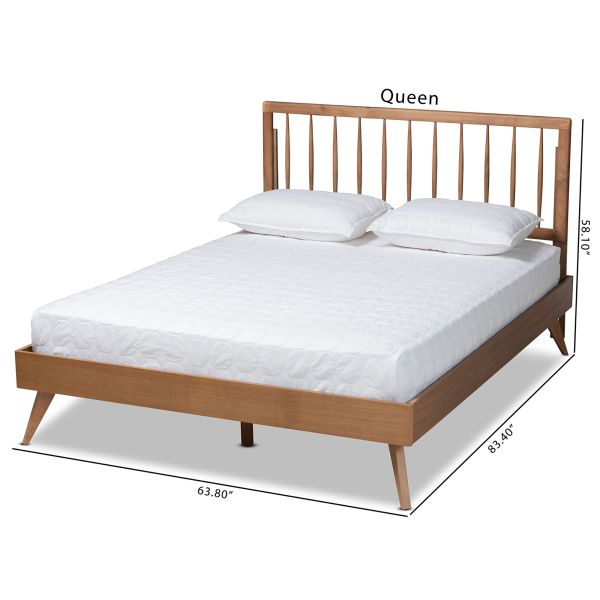 Toru Mid-Century Modern Ash Walnut Finished Wood Full Size Platform Bed