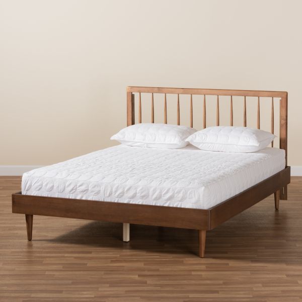 Sora Mid-Century Modern Ash Walnut Finished Wood Full Size Platform Bed