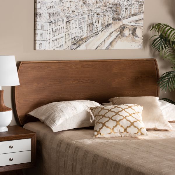 Laurien Mid-Century Modern Ash Walnut Finished Wood Queen Size Headboard