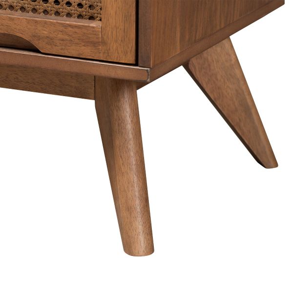 Asami Walnut Brown Finished Wood and Woven Rattan Full Size 3-Piece Bedroom Set