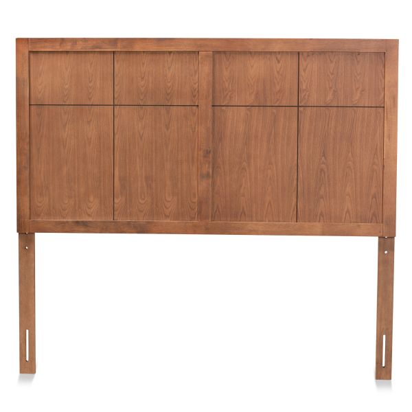 Monroe Modern Transitional and Rustic Ash Walnut Finished Wood Queen Size Headboard