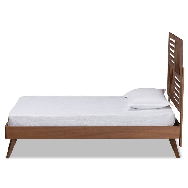 Gemma Mid-Century Modern Transitional Walnut Brown Finished Wood Twin Size Platform Bed