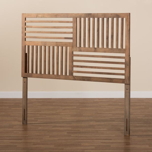 Adler Modern and Contemporary Transitional Ash Walnut Finished Wood Queen Size Headboard