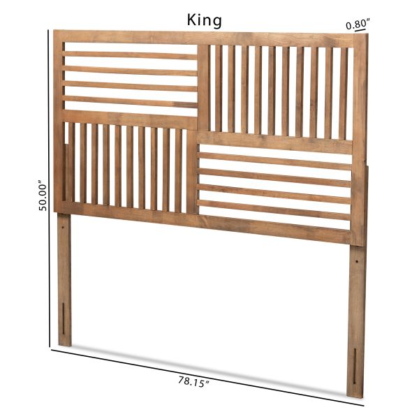 Adler Modern and Contemporary Transitional Ash Walnut Finished Wood King Size Headboard