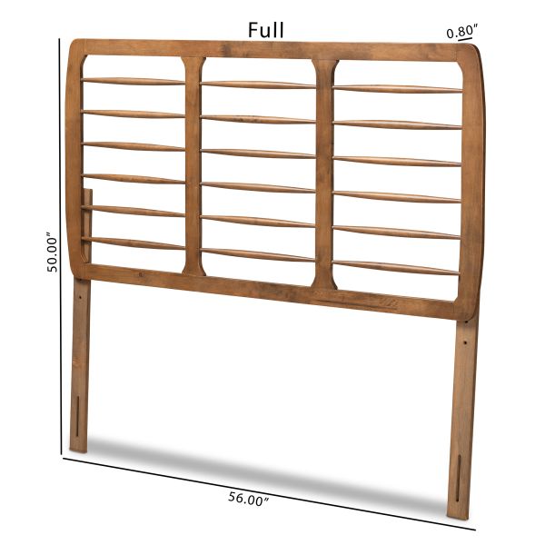 Carolyn Mid-Century Modern Ash Walnut Finished Wood Full Size Headboard