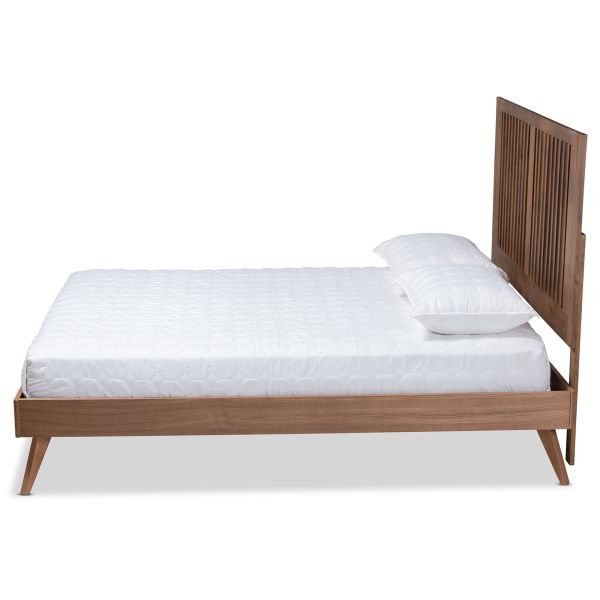 Takeo Mid-Century Modern Transitional Ash Walnut Finished Wood Full Size Platform Bed
