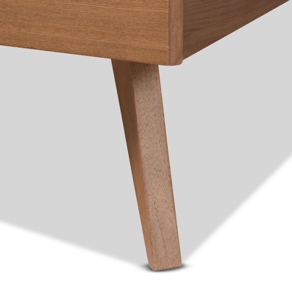 Takeo Mid-Century Modern Transitional Ash Walnut Finished Wood Full Size Platform Bed
