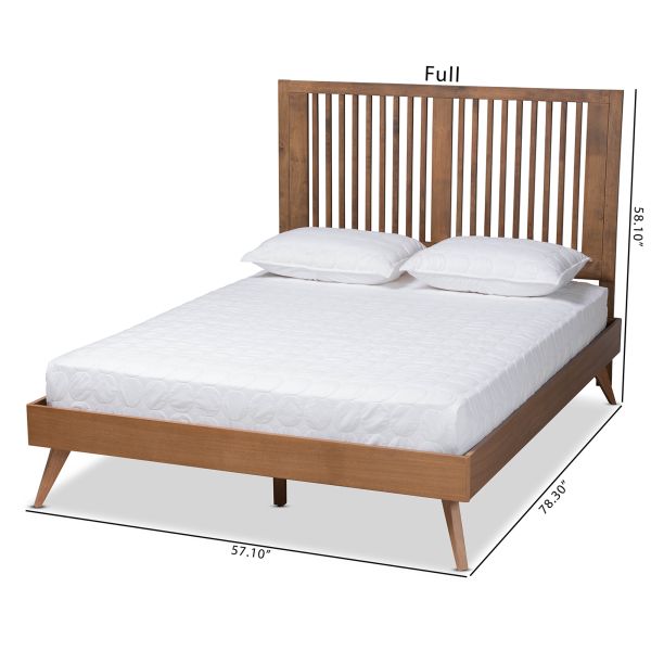 Takeo Mid-Century Modern Transitional Ash Walnut Finished Wood Full Size Platform Bed