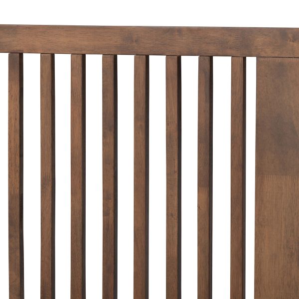 Kioshi Mid-Century Modern Transitional Ash Walnut Finished Wood Full Size Platform Bed