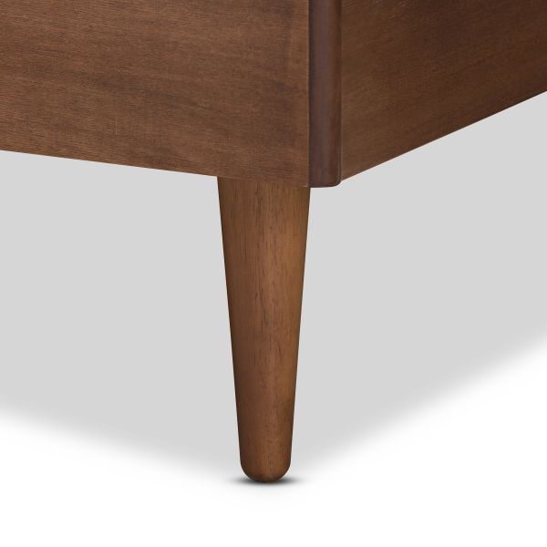 Kioshi Mid-Century Modern Transitional Ash Walnut Finished Wood Full Size Platform Bed