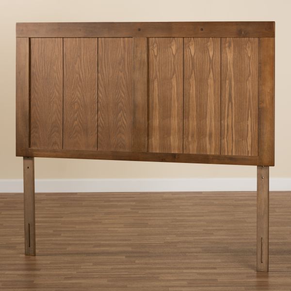 Patwin Modern and Contemporary Transitional Ash Walnut Finished Wood Queen Size Headboard