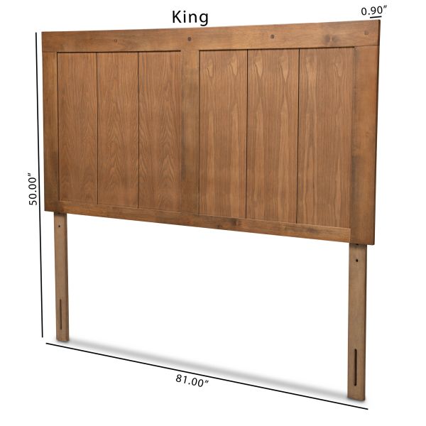 Patwin Modern and Contemporary Transitional Ash Walnut Finished Wood Queen Size Headboard