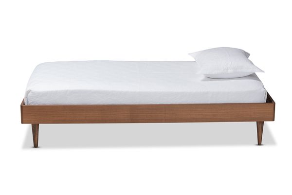Rina Mid-Century Modern Ash Walnut Finished Wood Twin Size Platform Bed Frame