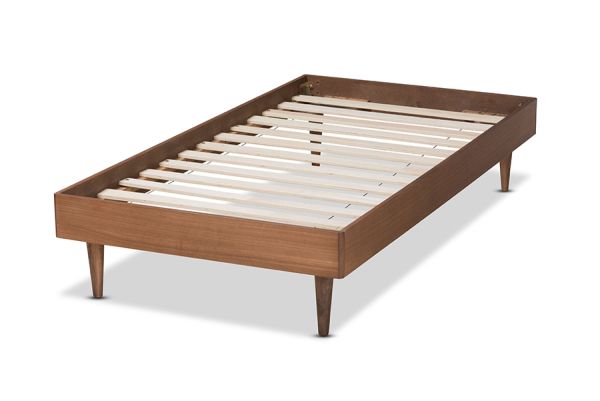 Rina Mid-Century Modern Ash Walnut Finished Wood Twin Size Platform Bed Frame