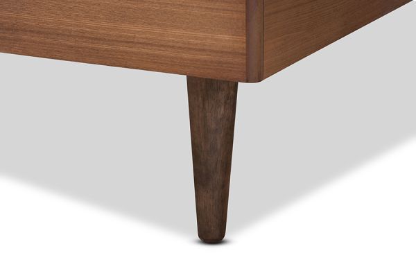 Rina Mid-Century Modern Ash Walnut Finished Wood Twin Size Platform Bed Frame