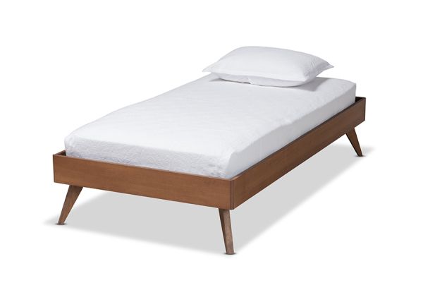 Lissette Mid-Century Modern Ash Walnut Finished Wood Twin Size Platform Bed Frame