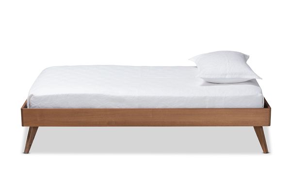 Lissette Mid-Century Modern Ash Walnut Finished Wood Twin Size Platform Bed Frame