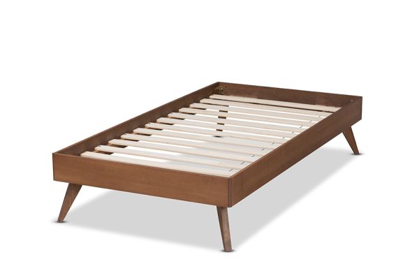 Lissette Mid-Century Modern Ash Walnut Finished Wood Twin Size Platform Bed Frame