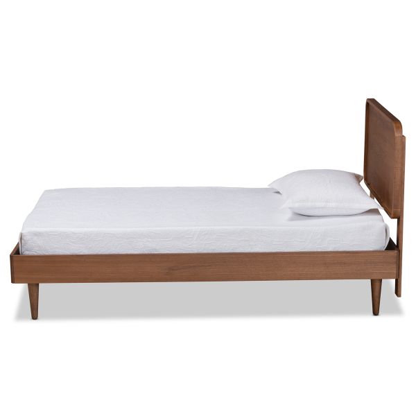 Gisa Mid-Century Modern Transitional Walnut Brown Finished Wood Twin Size Platform Bed