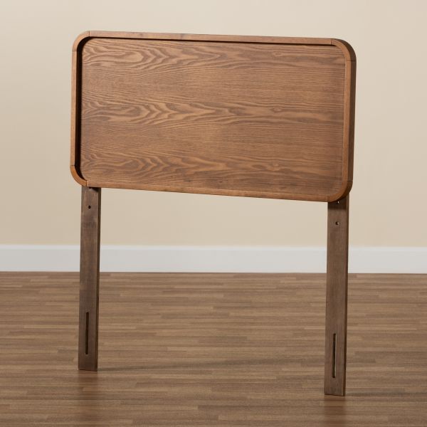 Mailene Mid-Century Modern Walnut Brown Finished Wood Twin Size Headboard