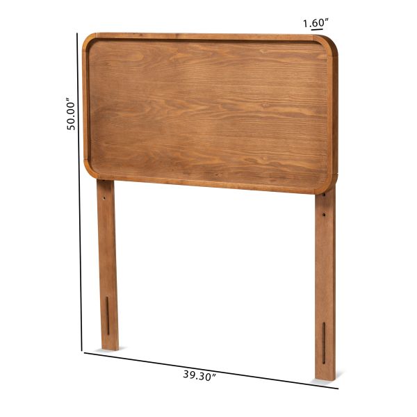 Mailene Mid-Century Modern Walnut Brown Finished Wood Twin Size Headboard