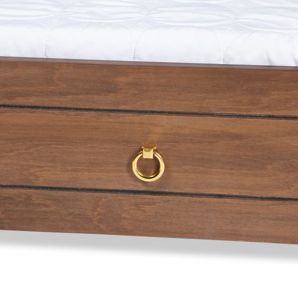 Alya Classic Traditional Farmhouse Walnut Brown Finished Wood Full Size Daybed with Roll-Out Trundle Bed