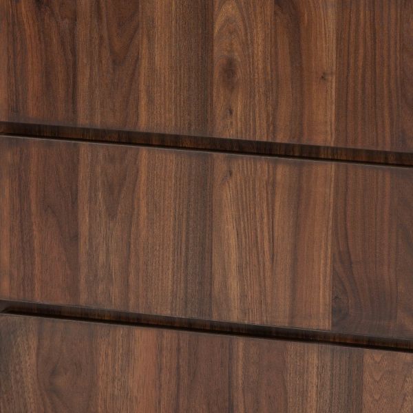 Neil Modern and Contemporary Walnut Brown Finished Wood and Black Finished Metal 3-Door Dining Room Sideboard Buffet