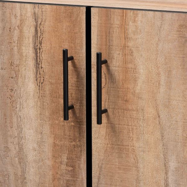 Patton Modern and Contemporary Natural Oak Finished Wood 3-Door Dining Room Sideboard Buffet