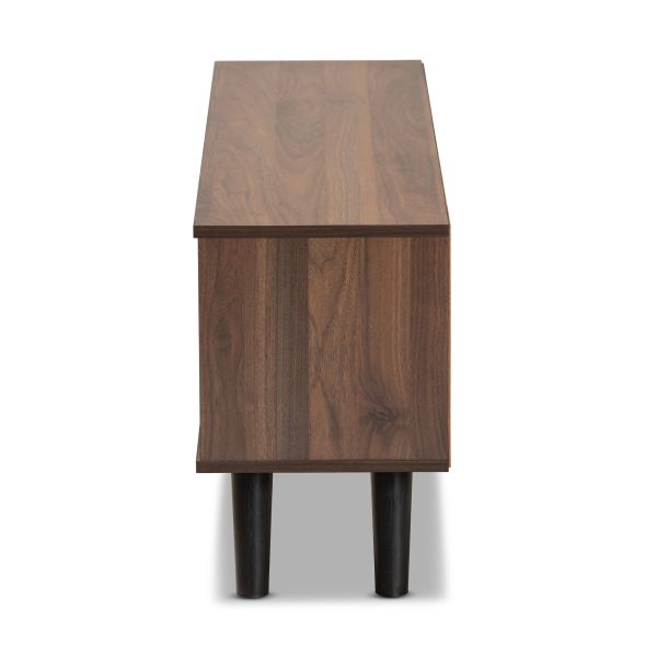 Mallory Modern and Contemporary Two-Tone Walnut Brown and Grey Finished Wood TV Stand