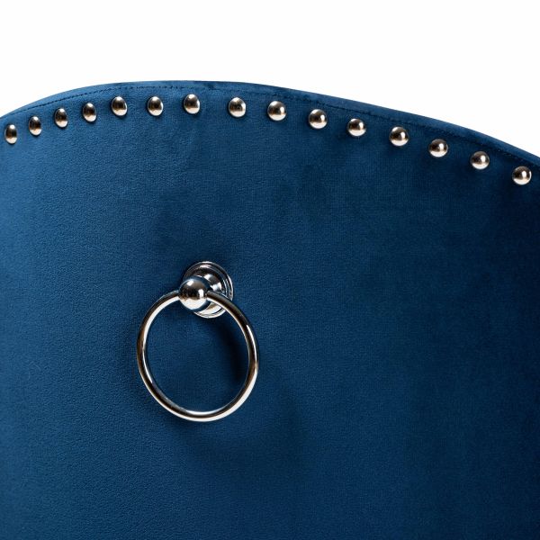 Bethel Glam and Luxe Navy Blue Velvet Fabric Upholstered Rolling Accent Chair
